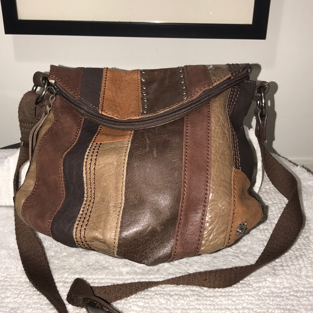 Leather patchwork crossbody bag